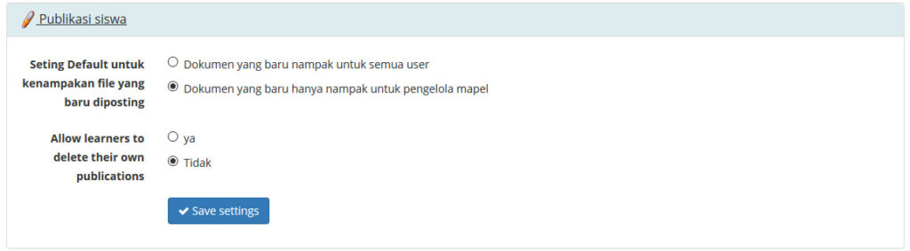 Publikasi siswa settings