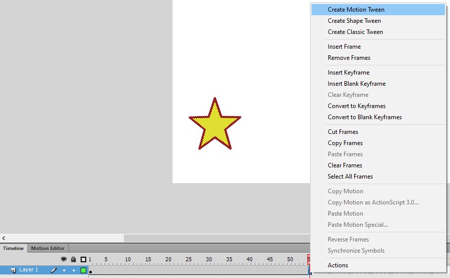 Create motion tween Adobe Flash CS6
