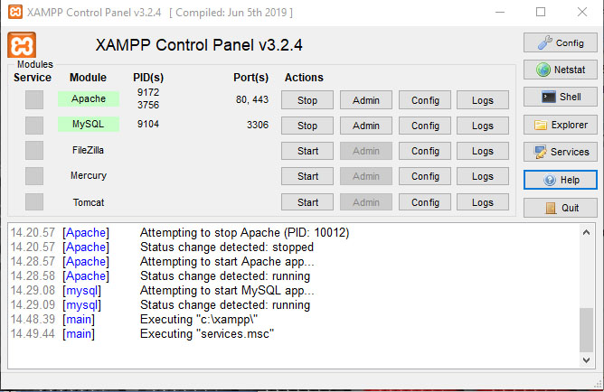 XAMPP start localhost