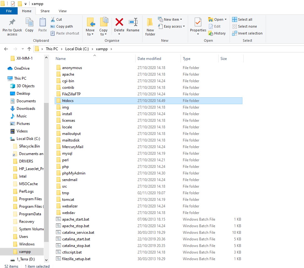 folder xampp