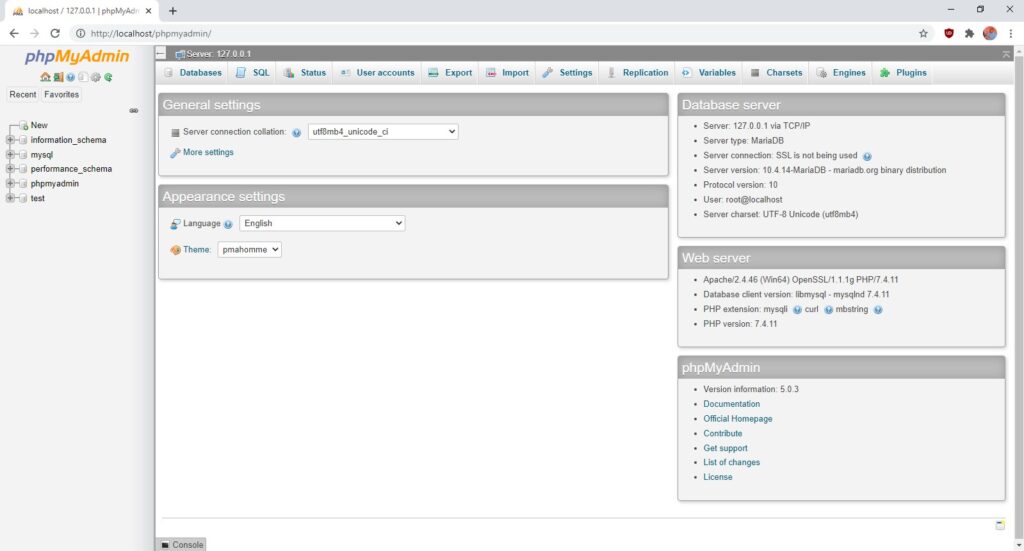 xampp phpmyadmin